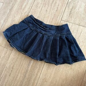 Vintage Y2K Denim Jean Blue Pleated Mini Micro Skirt Sz S LowRise Coquette Fairy